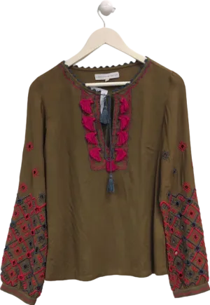 Christophe Sauvat Brown Embroidered Blouse XS