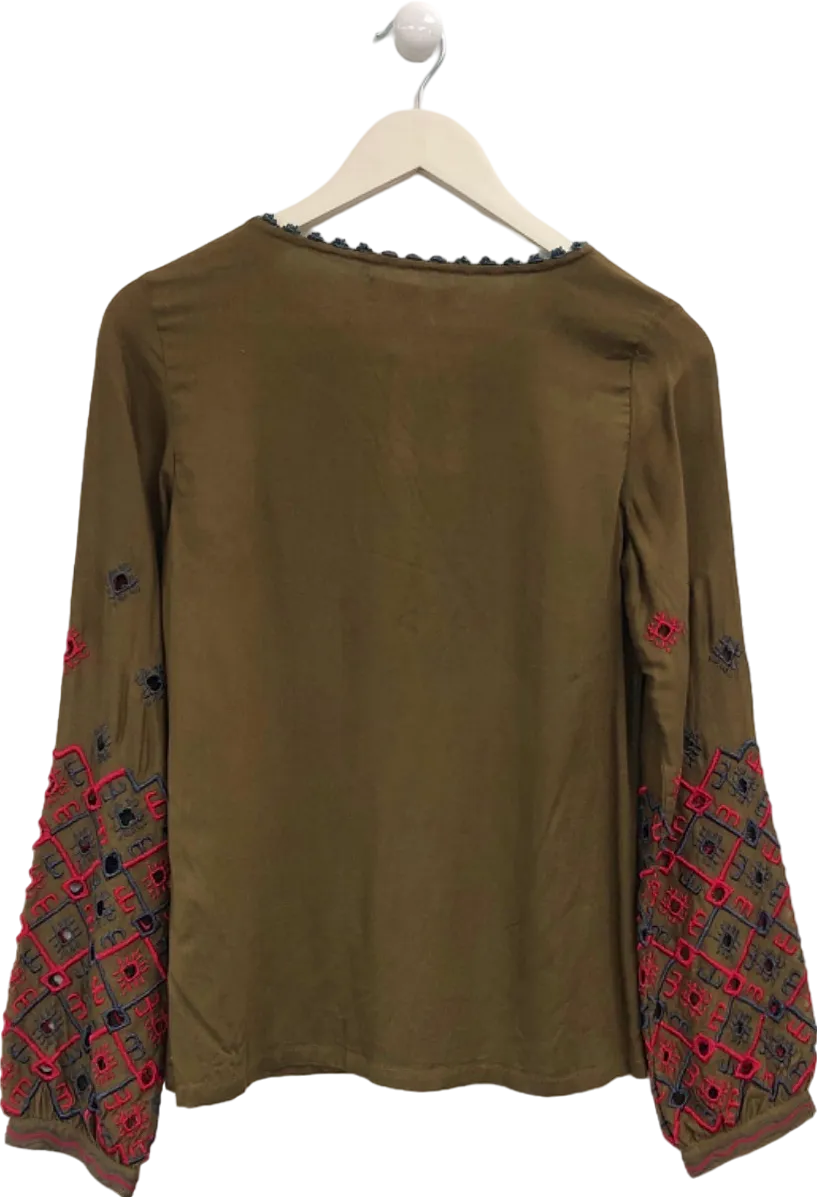 Christophe Sauvat Brown Embroidered Blouse XS