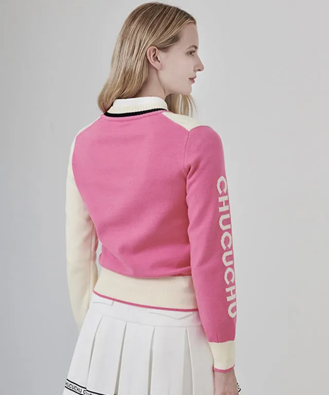 CHUCUCHU Ellie V-Neck Knit Sweater - White