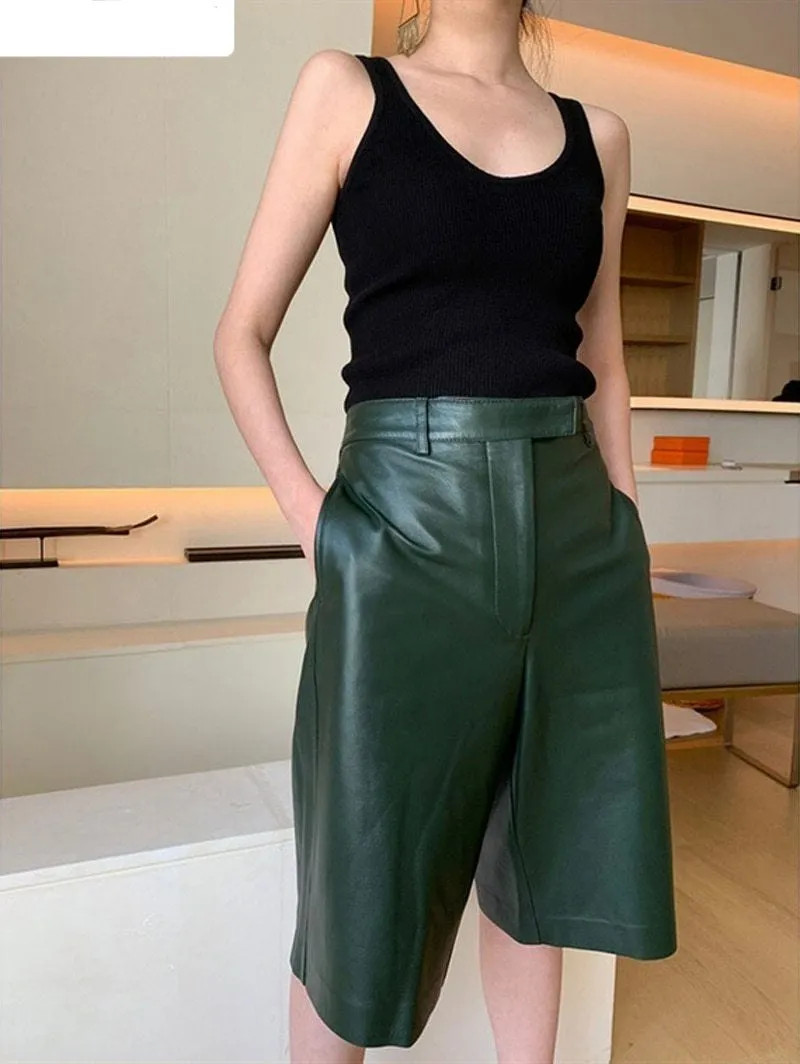 Classic Faux Leather Casual Shorts