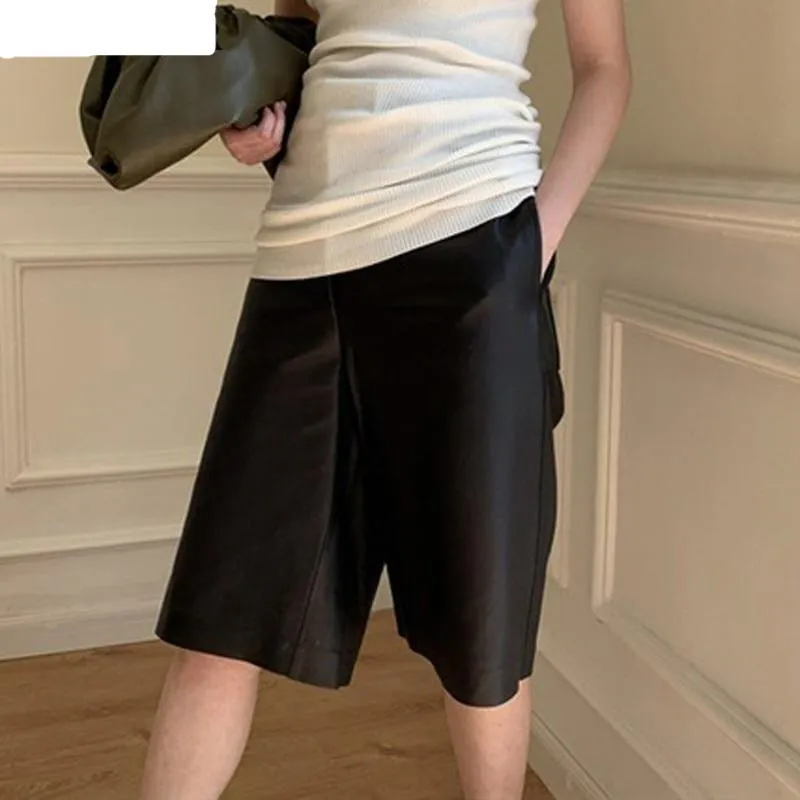 Classic Faux Leather Casual Shorts