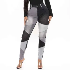 Colorblock High Waist Skinny Jeans