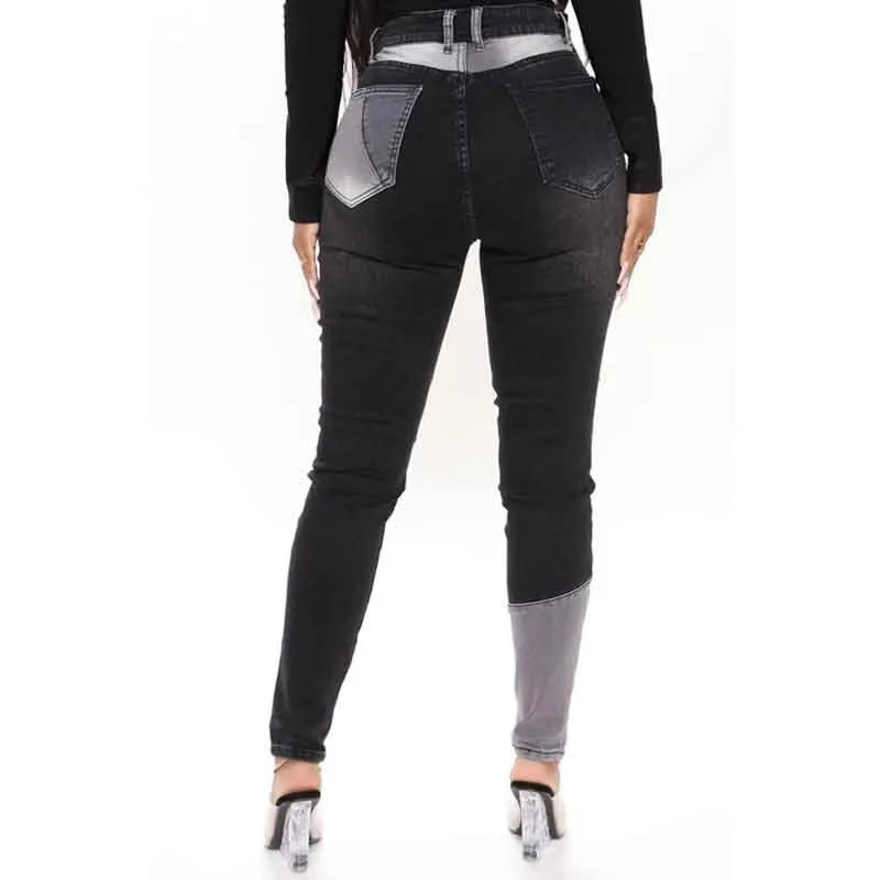 Colorblock High Waist Skinny Jeans