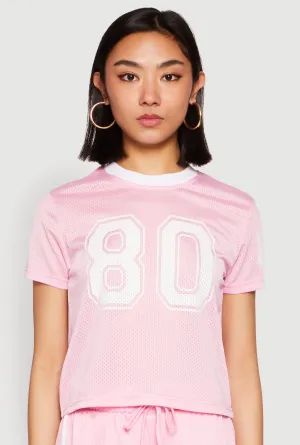 Contrast Trim Graphic Print Mesh Jersey