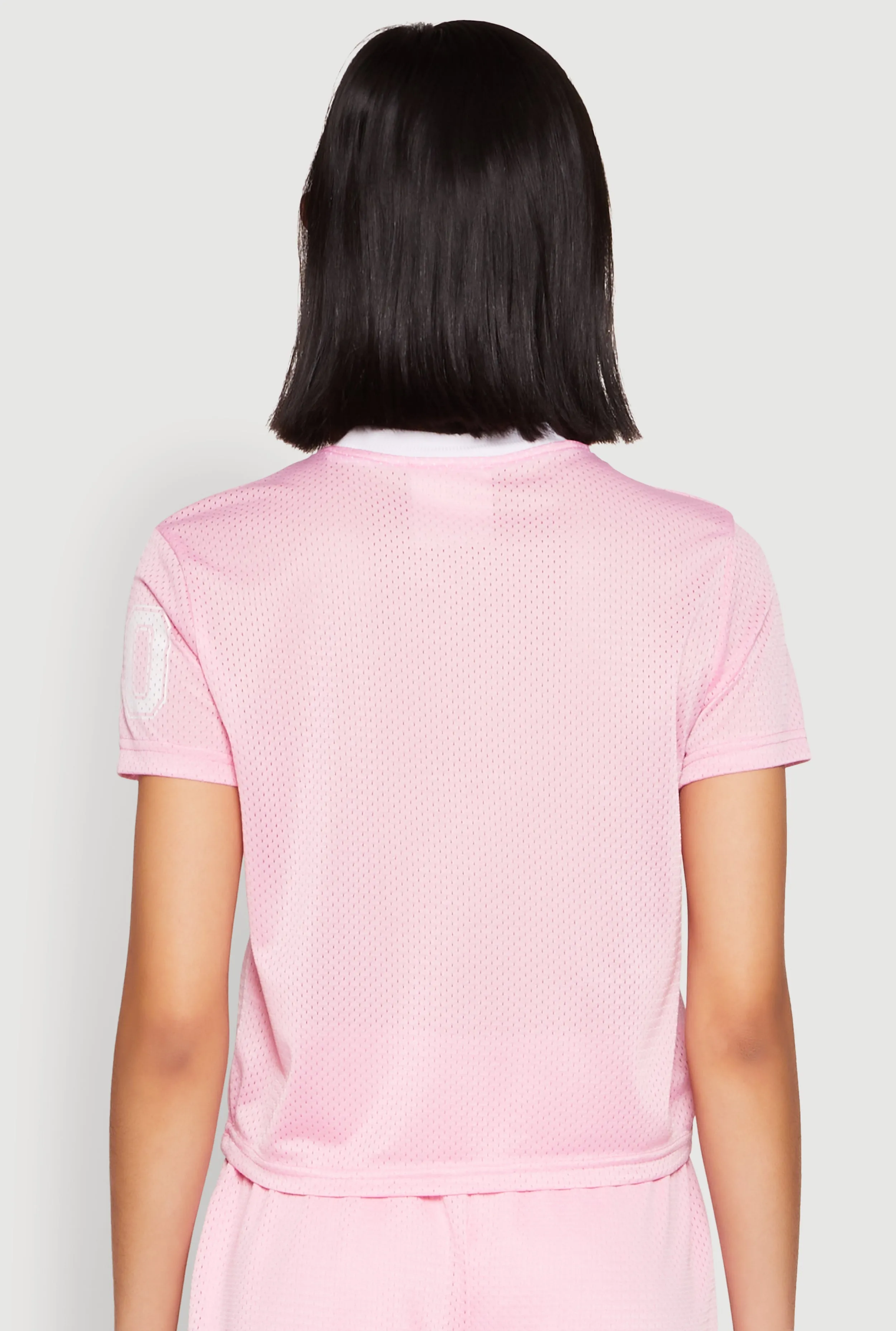 Contrast Trim Graphic Print Mesh Jersey