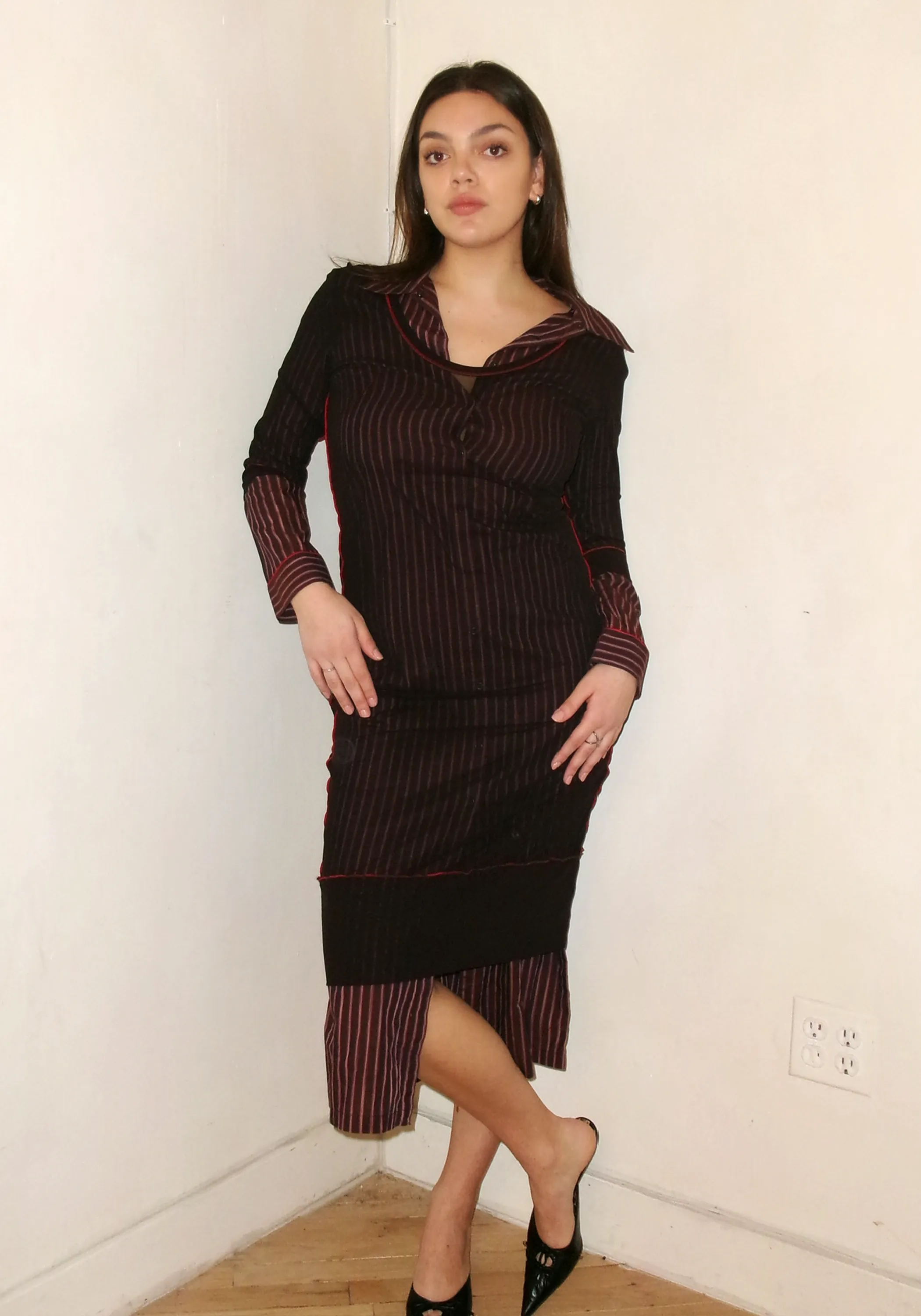 Cop Copine Brown Mesh Two Layer Dress