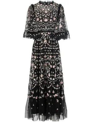 Cora Vintage Gorgeous Floral Embroidery Flutter Dresses