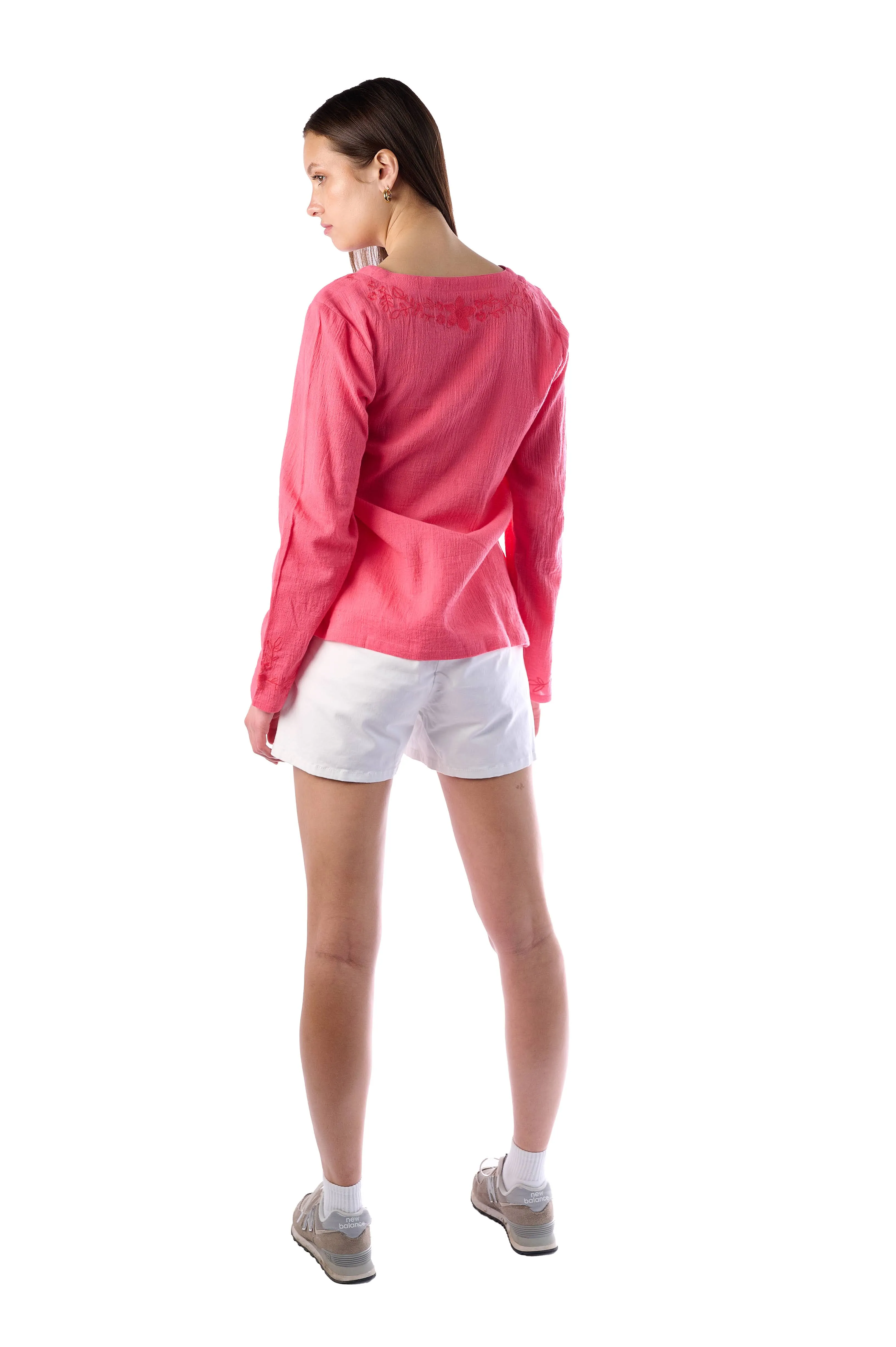 Coral Embroidered Boho Tunic