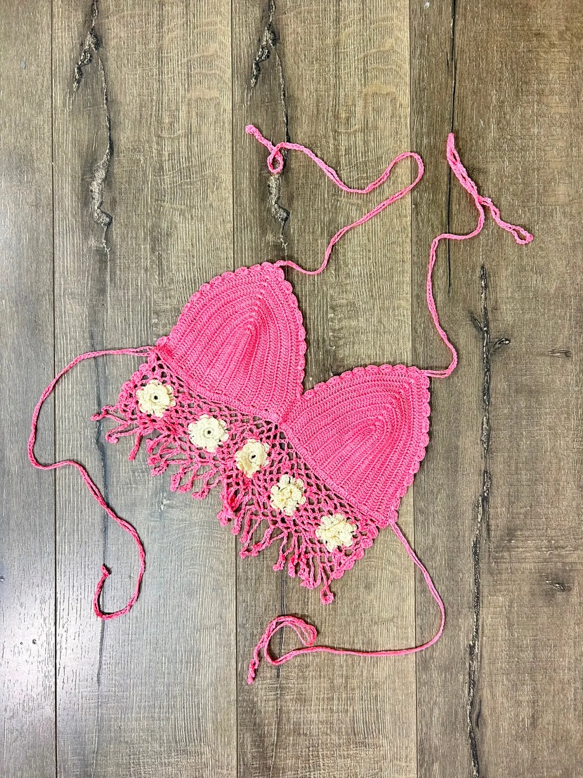 Crochet Halter Tie Bra Top