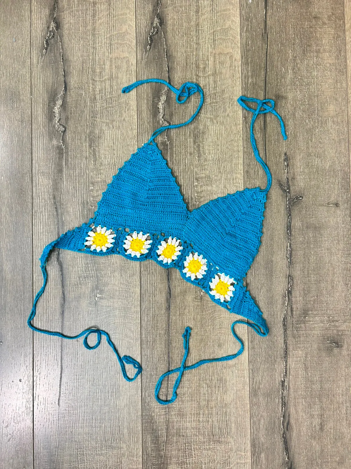 Crochet Halter Tie Bra Top