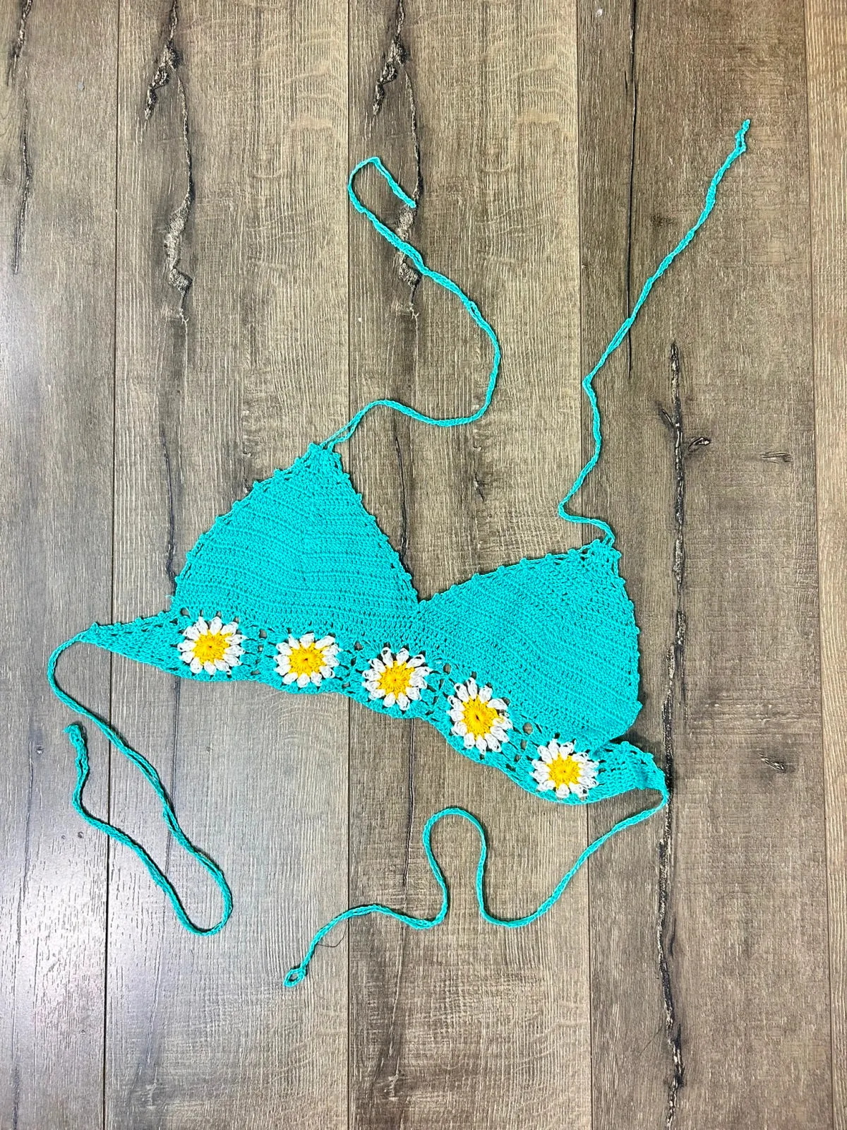 Crochet Halter Tie Bra Top