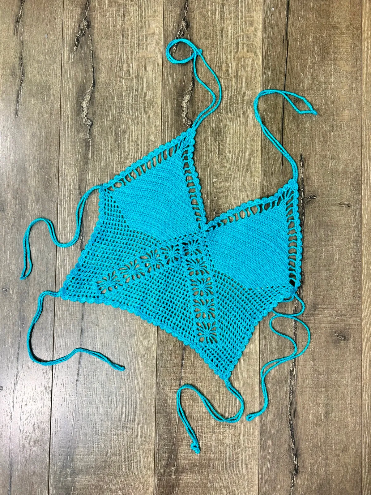 Crochet Halter Tie Crop Top
