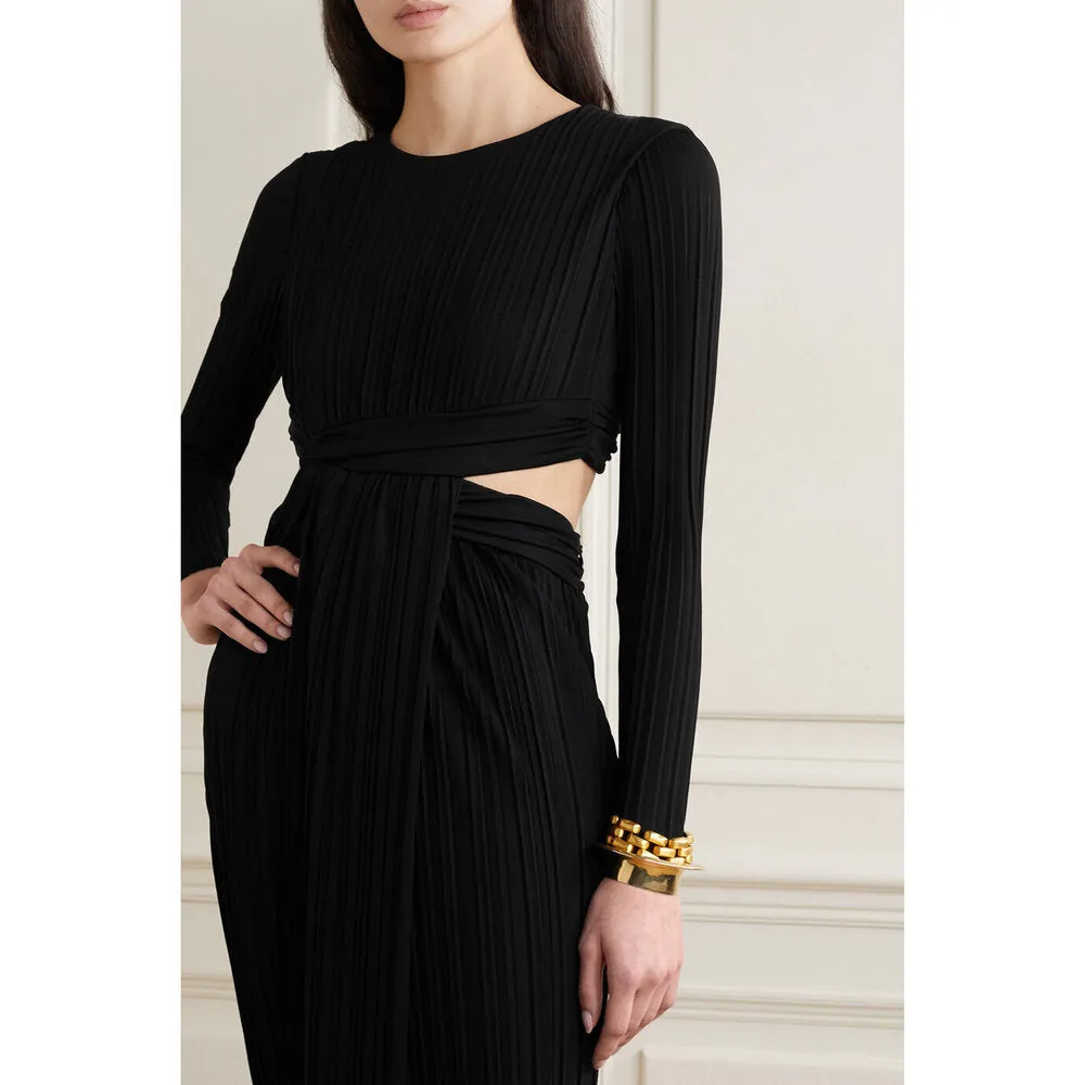 Cutout Pleated Jersey Gown
