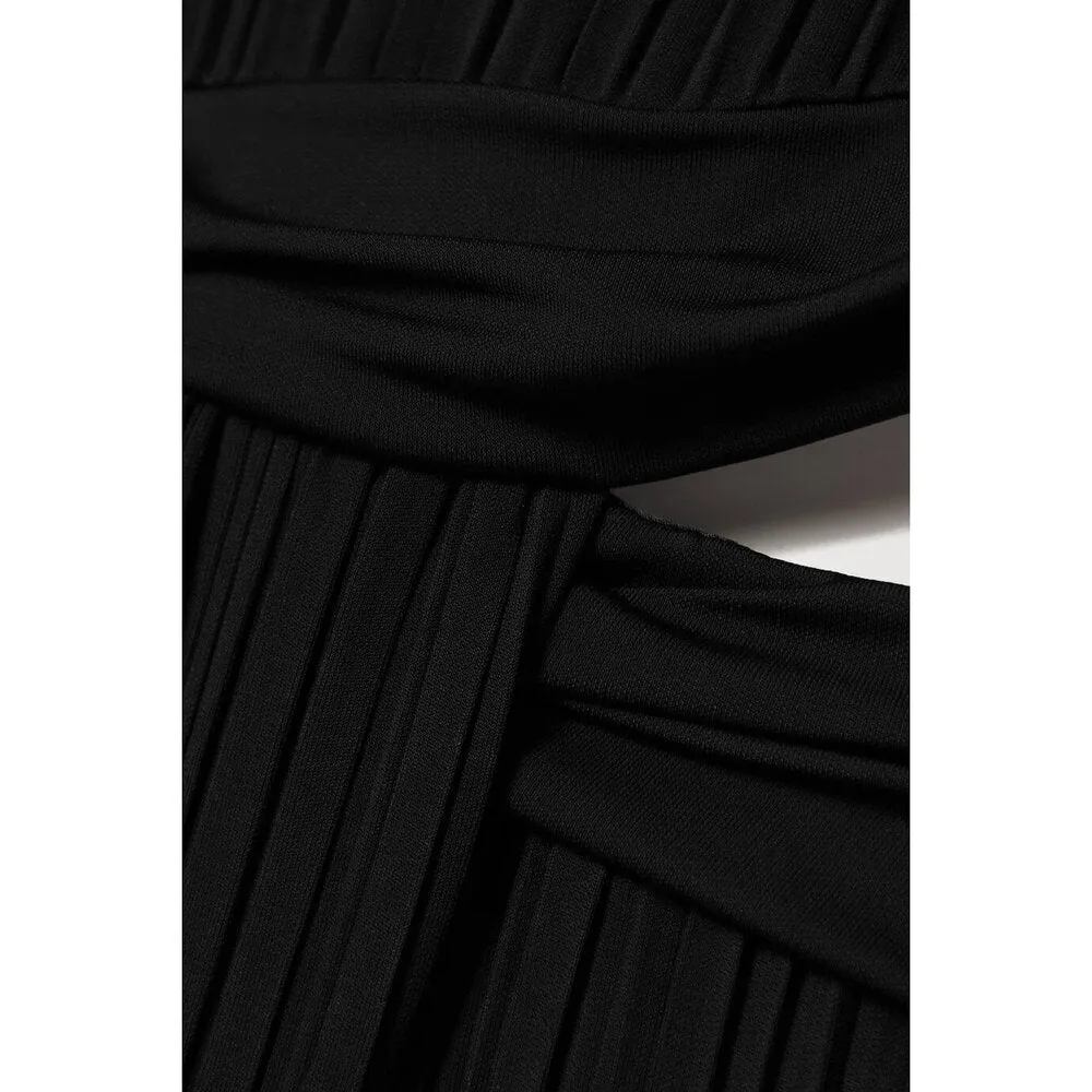 Cutout Pleated Jersey Gown