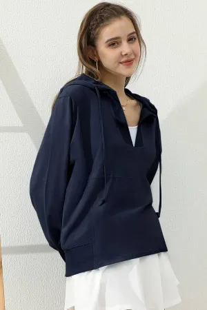 CWTTL1451_Basic Lightweight Pullover Hoodie Sweatshirt: NAVY / (S) 1