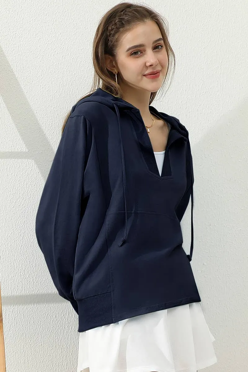 CWTTL1451_Basic Lightweight Pullover Hoodie Sweatshirt: NAVY / (S) 1