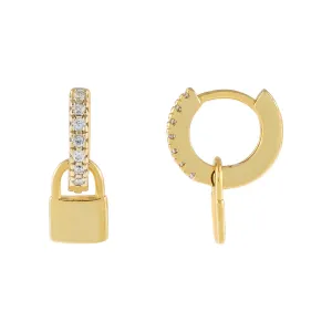 CZ Mini Lock Huggie Earring