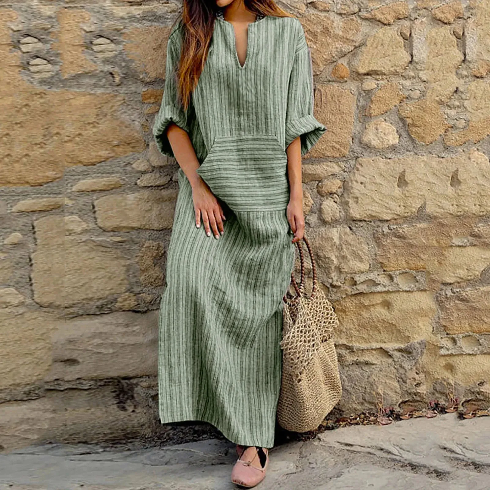 Dayana® | Long Striped Dress In Vintage Style