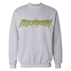 DC Comics Aquaman Distressed Logo Official Sweatshirt (Sports Grey)