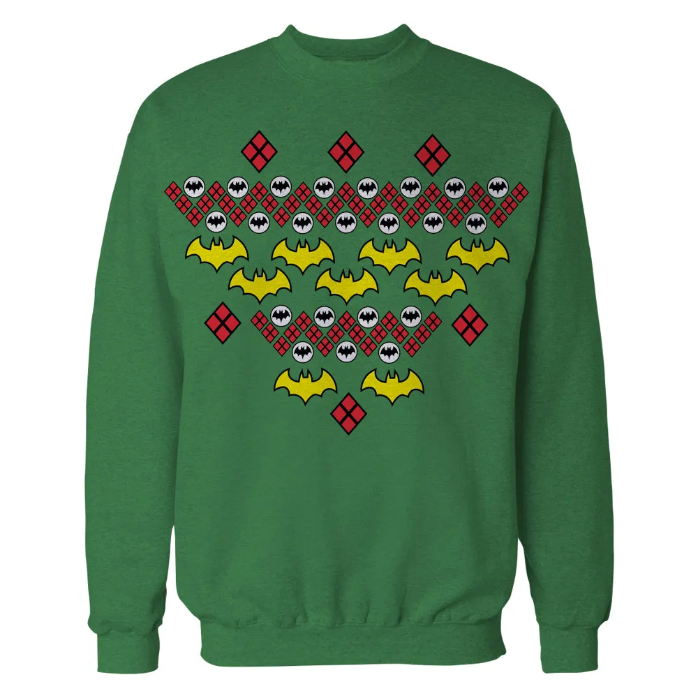 DC Comics Batman Xmas Pattern Official Sweatshirt (Green)