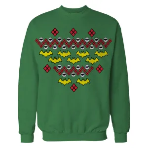 DC Comics Batman Xmas Pattern Official Sweatshirt (Green)