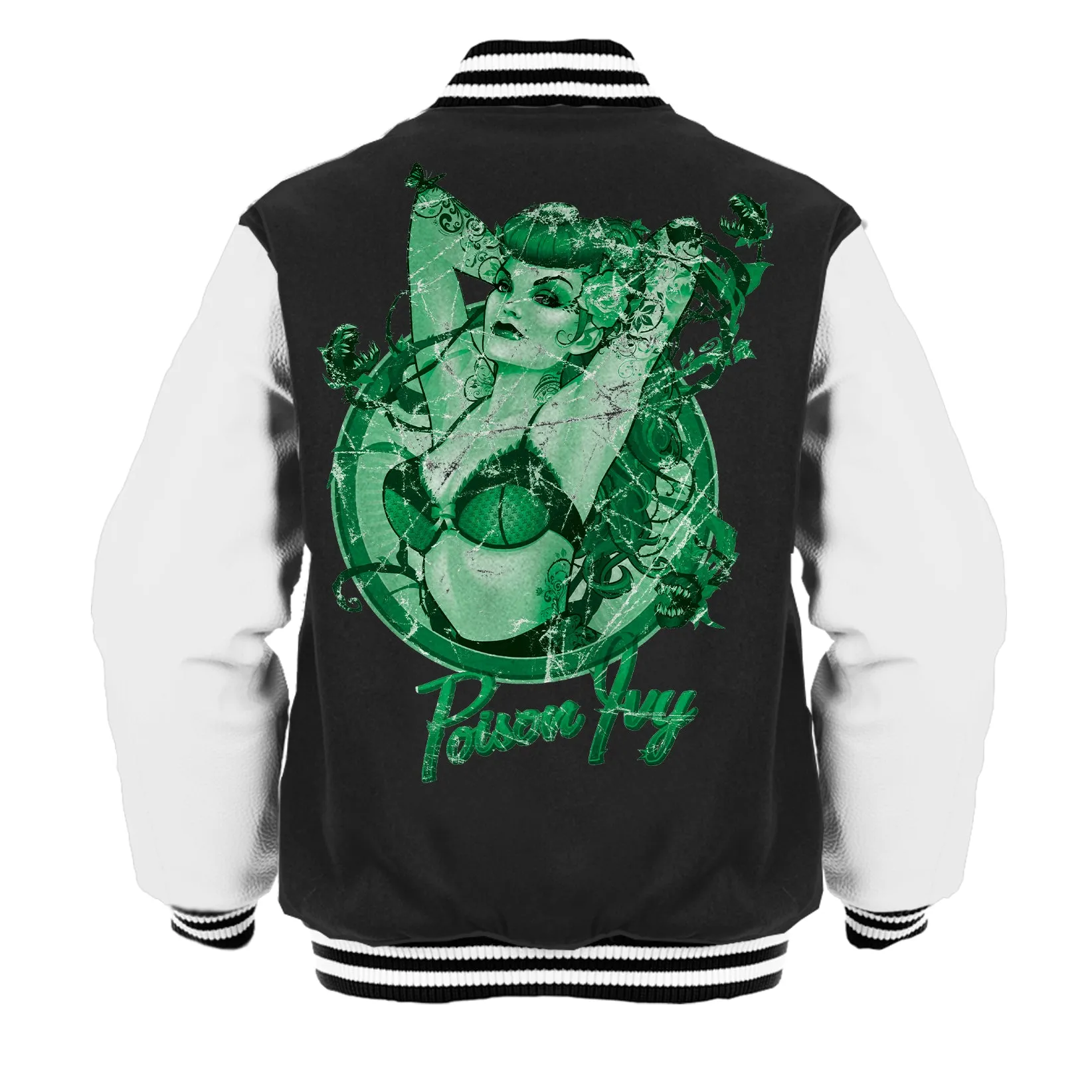 DC Comics Bombshells Poison Ivy Character Official Varsity Jacket (Black)