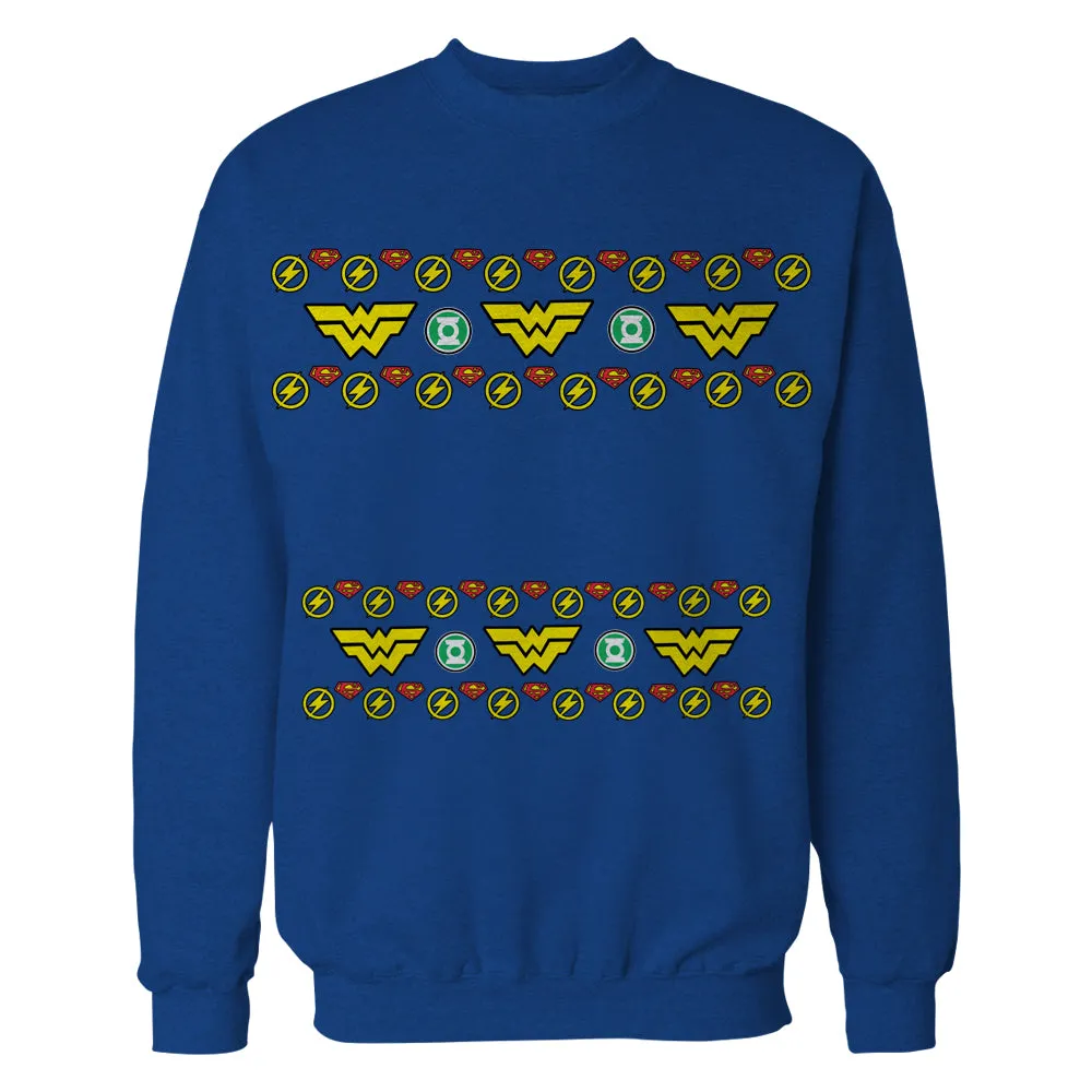 DC Comics Justice League Wonder Woman Xmas Pattern Tube Official Sweatshirt (Royal Blue)