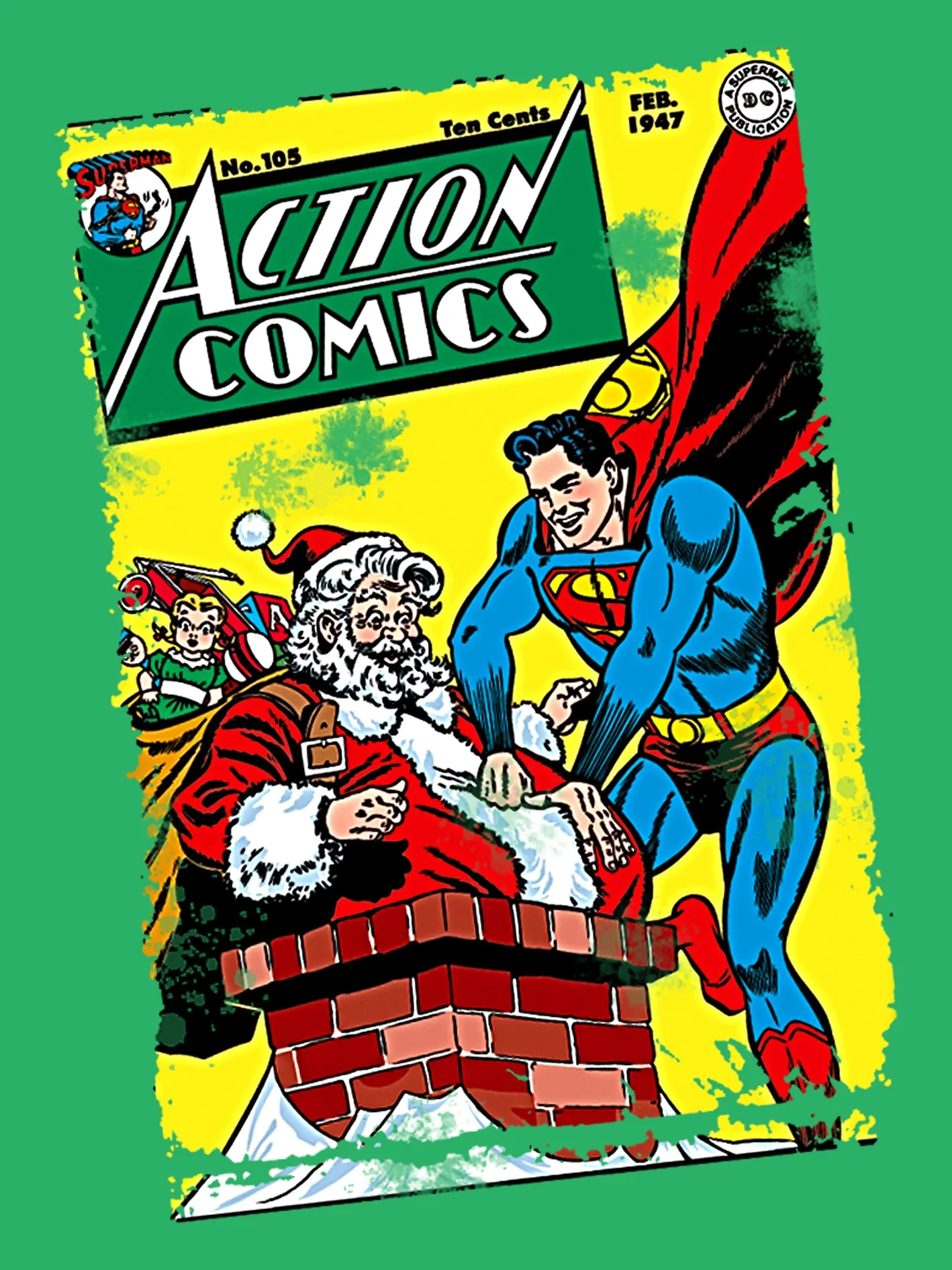 DC Comics Superman Cover 105 Xmas Official Sweatshirt (Green)