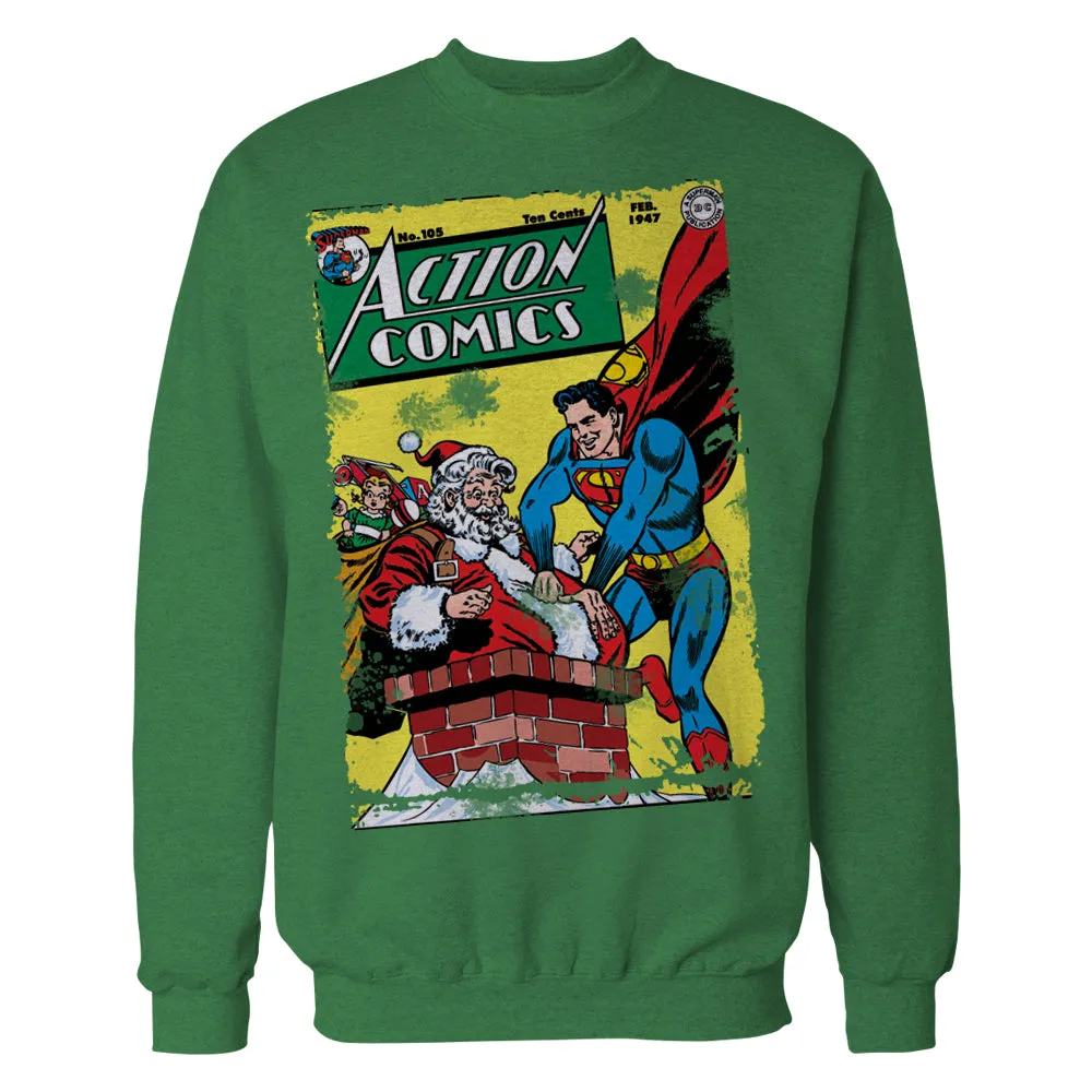 DC Comics Superman Cover 105 Xmas Official Sweatshirt (Green)