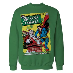 DC Comics Superman Cover 105 Xmas Official Sweatshirt (Green)