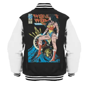DC Comics Wonder Woman Cover WW55 Legs Official Varsity Jacket (Black)