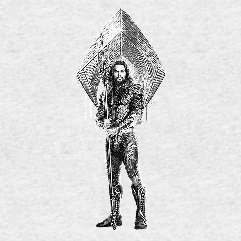 DC Justice League Logo Aquaman Trident Official Sweatshirt (Heather Grey)