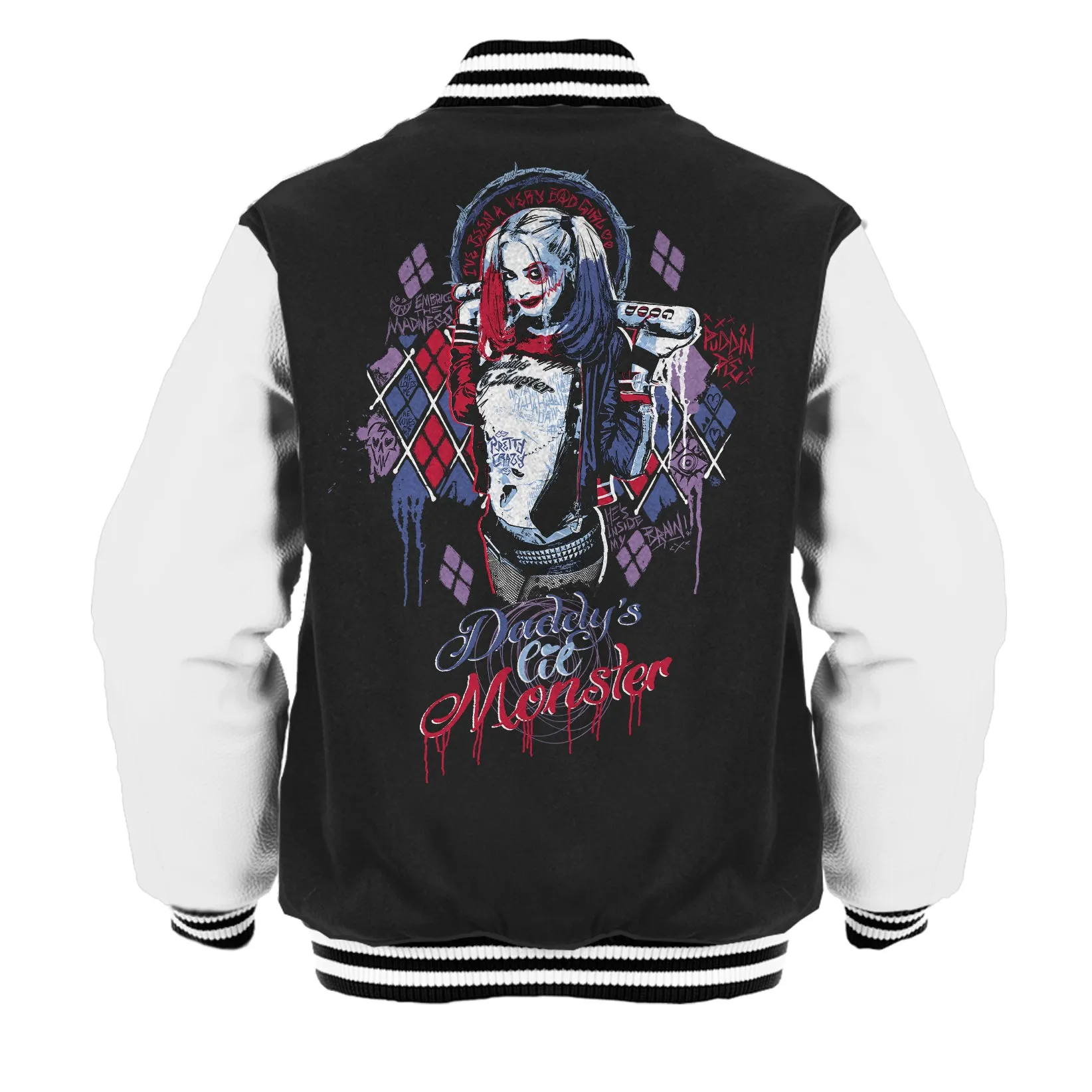 DC Suicide Squad Harley Quinn Lil Monster Official Varsity Jacket (Black)