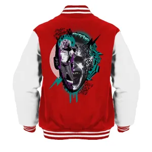 DC Suicide Squad Joker Harley Quinn Collage Official Varsity Jacket (Red)