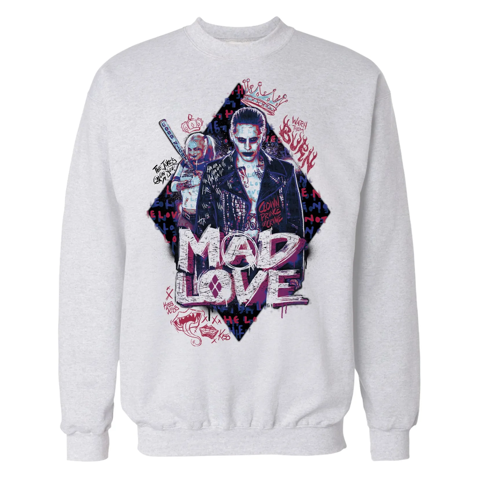 DC Suicide Squad Joker Harley Quinn Mad Love Official Sweatshirt (White)