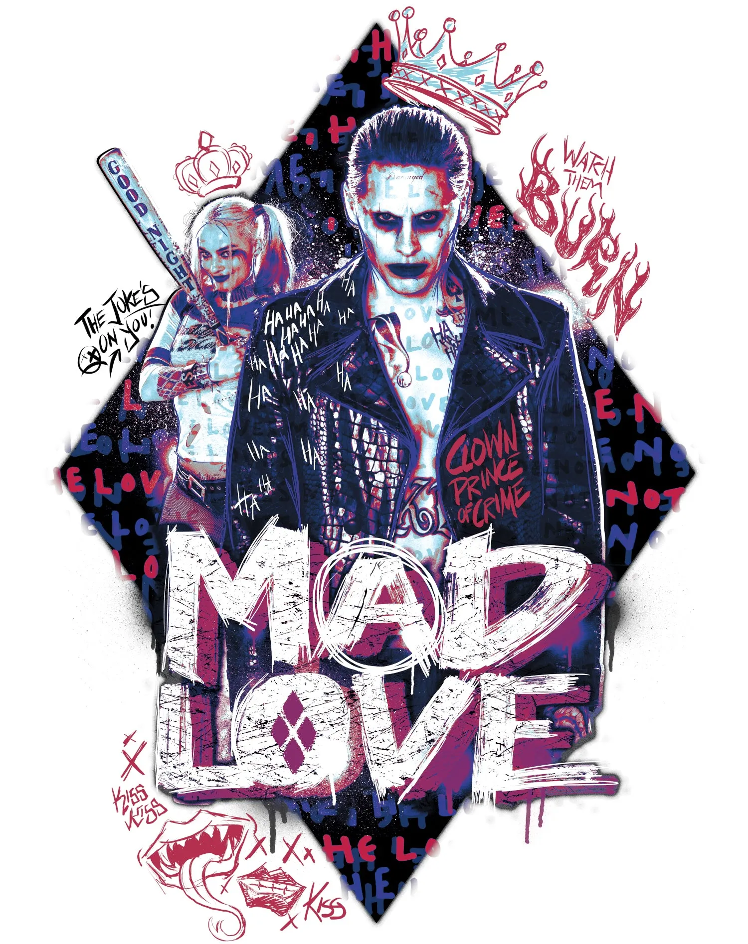 DC Suicide Squad Joker Harley Quinn Mad Love Official Sweatshirt (White)