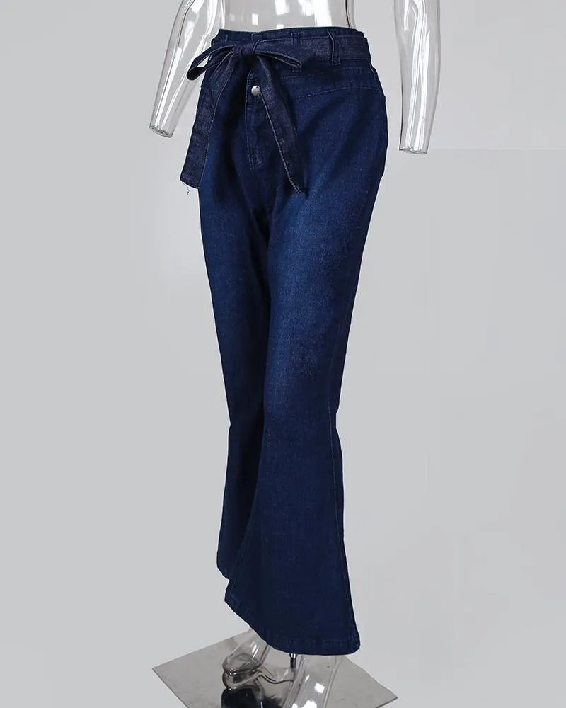Denim High Waist Bell-Bottom Jeans