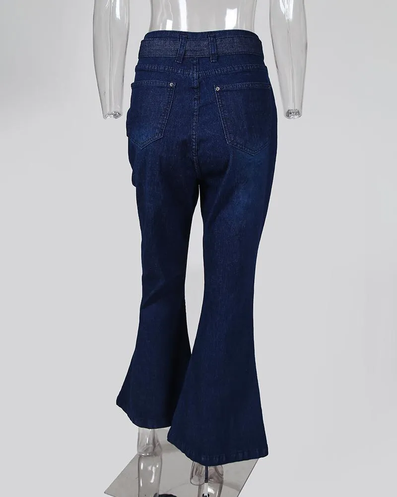 Denim High Waist Bell-Bottom Jeans