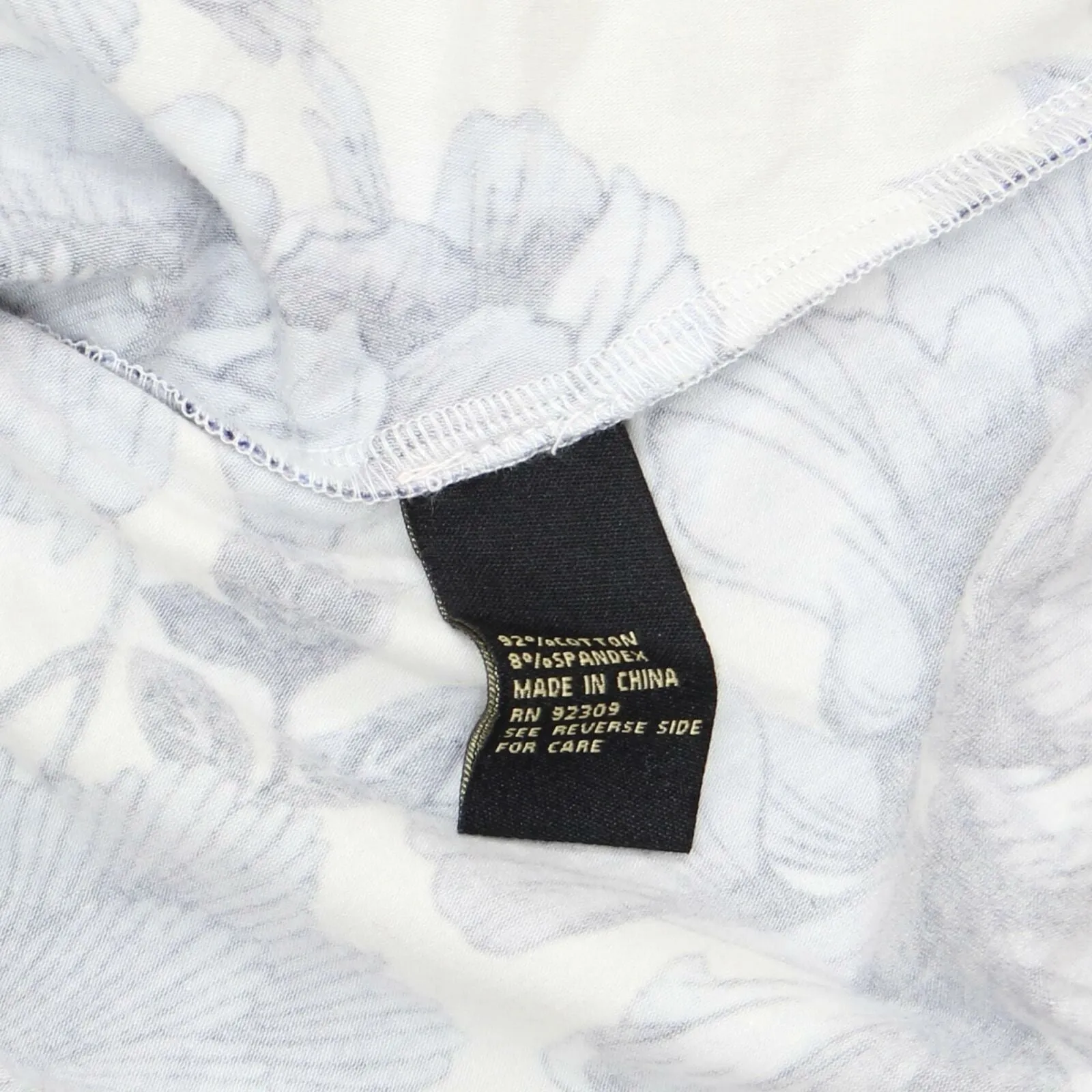 DG2 by Diane Gilman Floral and Stripe Scarf Hem T-Shirt Navy Small
