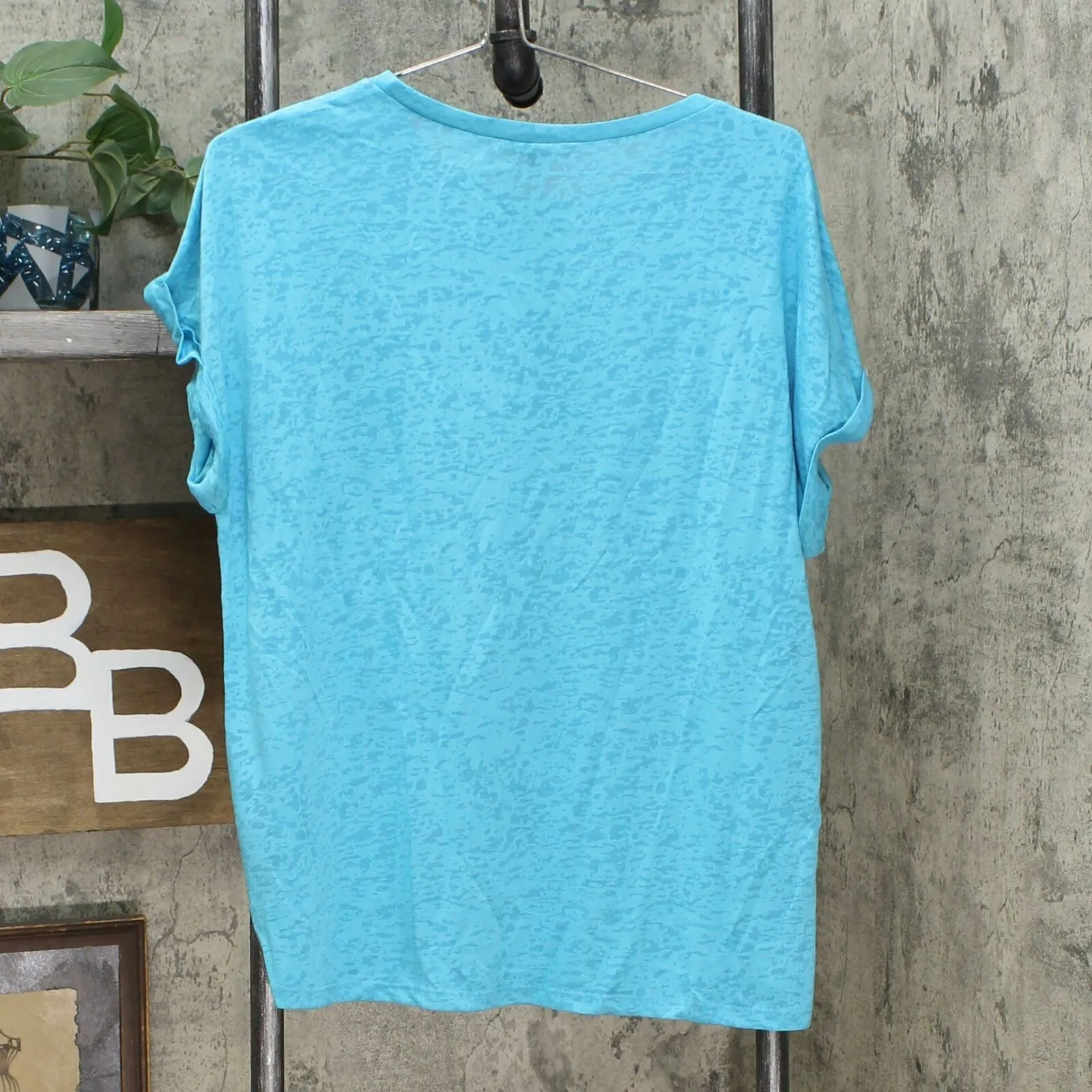 DG2 by Diane Gilman Women's Burnout Slub Jersey Knit Pocket T-Shirt