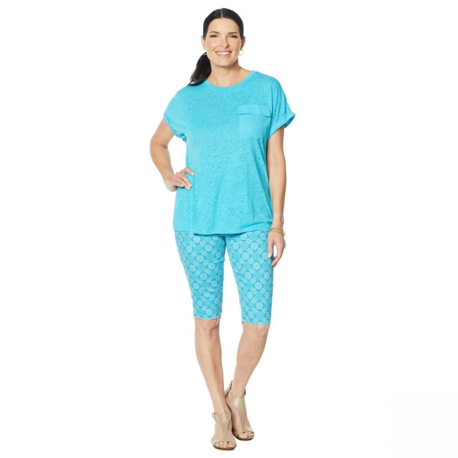 DG2 by Diane Gilman Women's Plus Size Slub Pocket T-Shirt