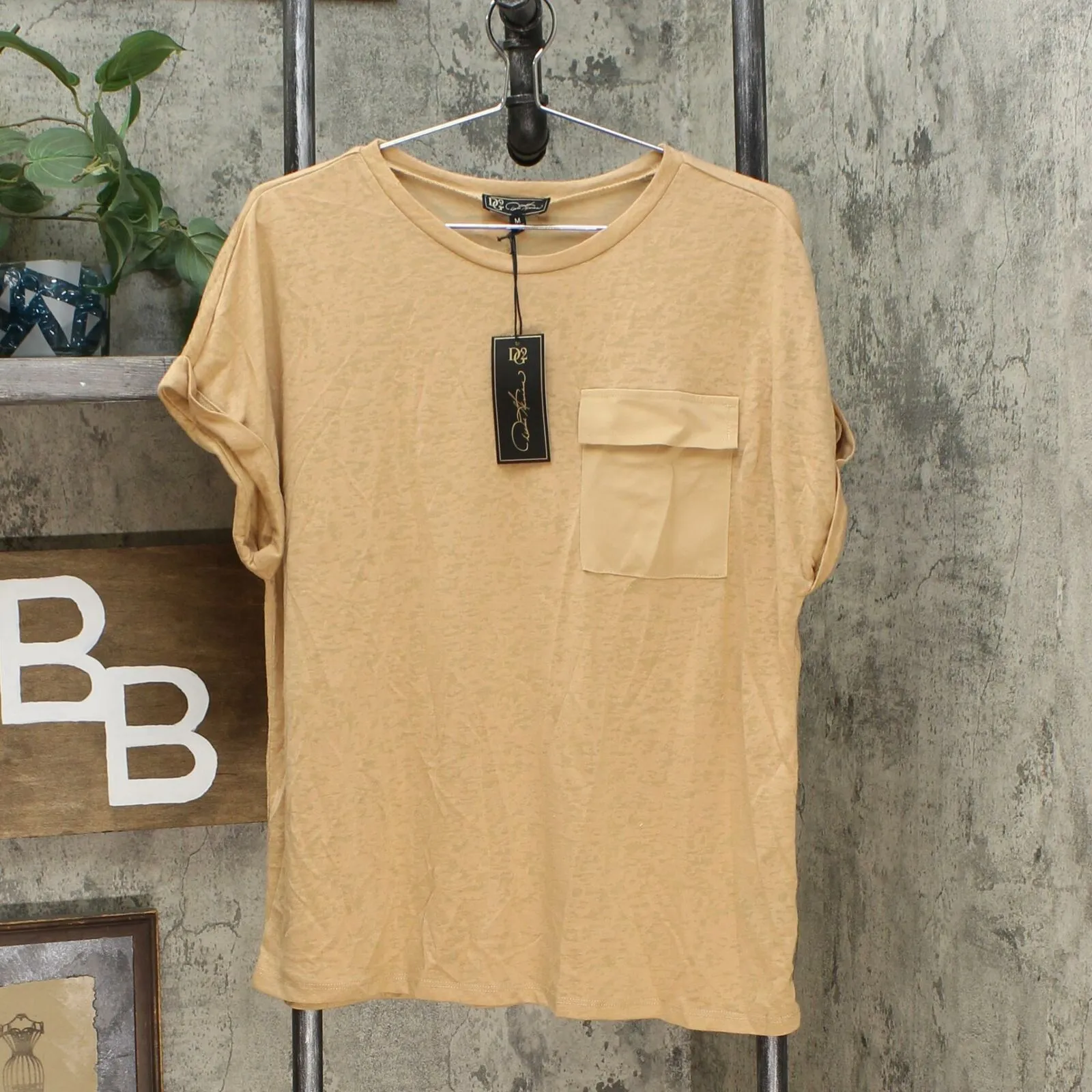 DG2 by Diane Gilman Women's Slub Burnout Pocket T-Shirt