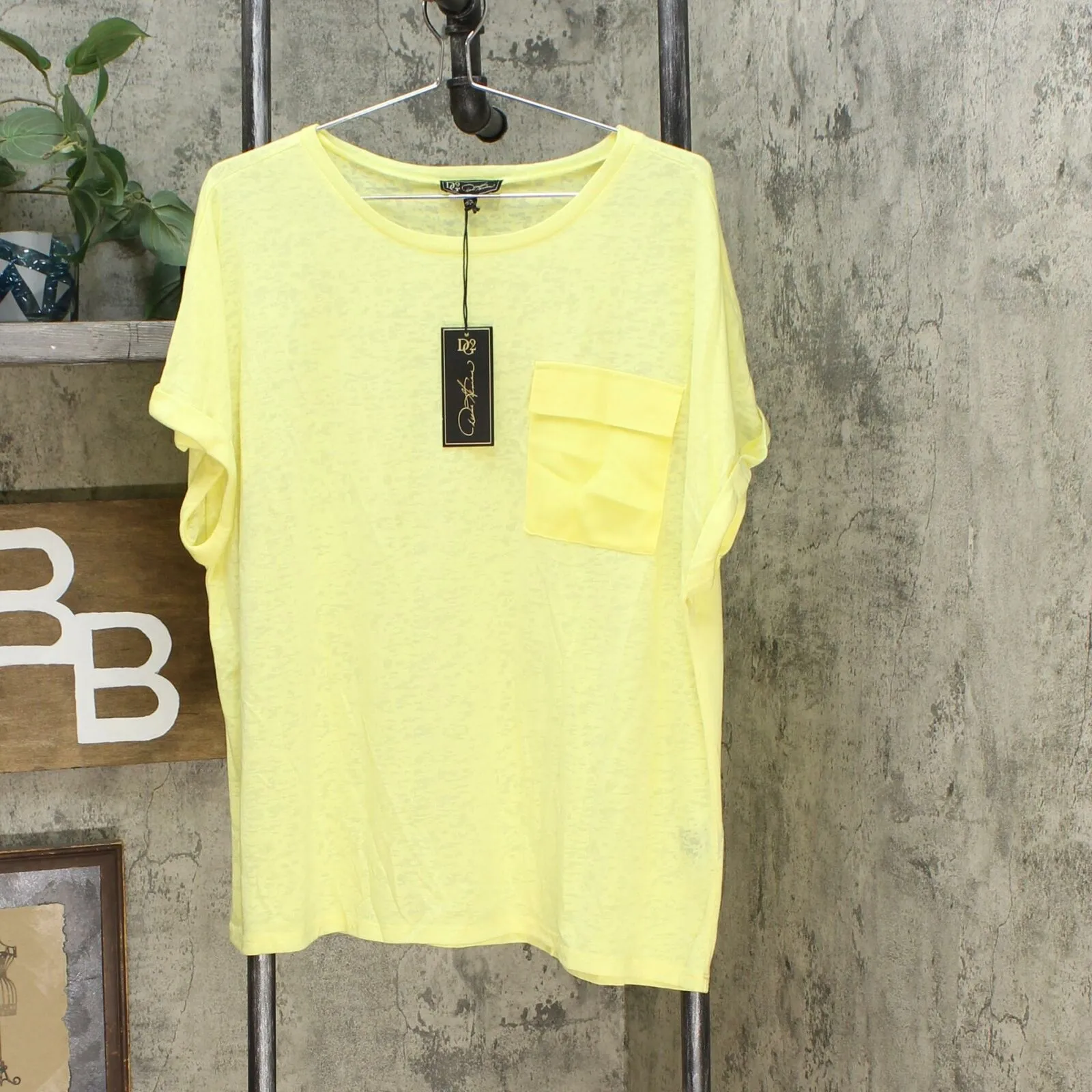 DG2 by Diane Gilman Women's Slub Burnout Pocket T-Shirt