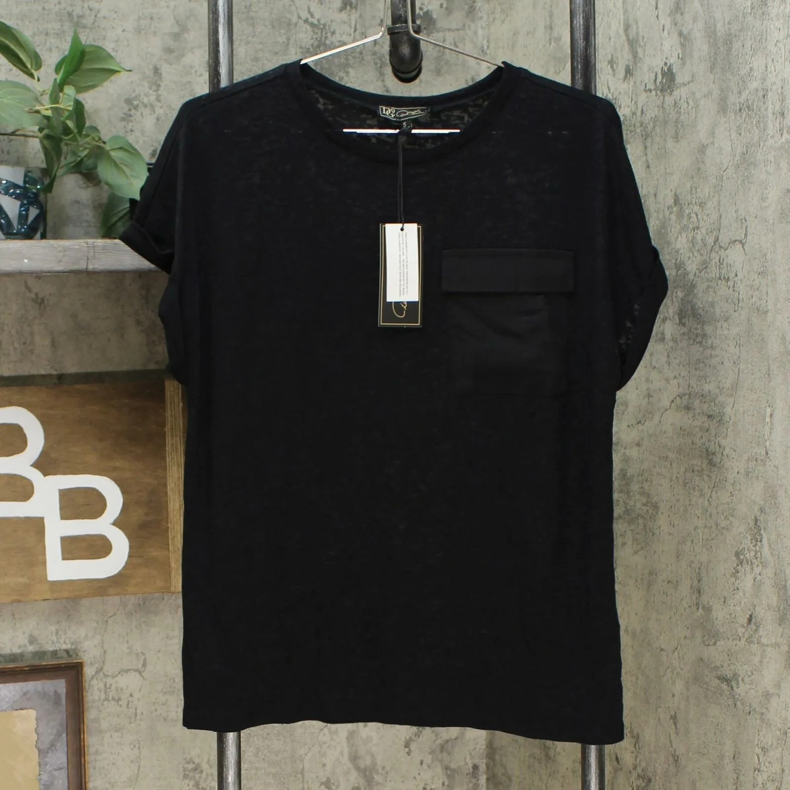 DG2 by Diane Gilman Women's Slub Burnout Pocket T-Shirt