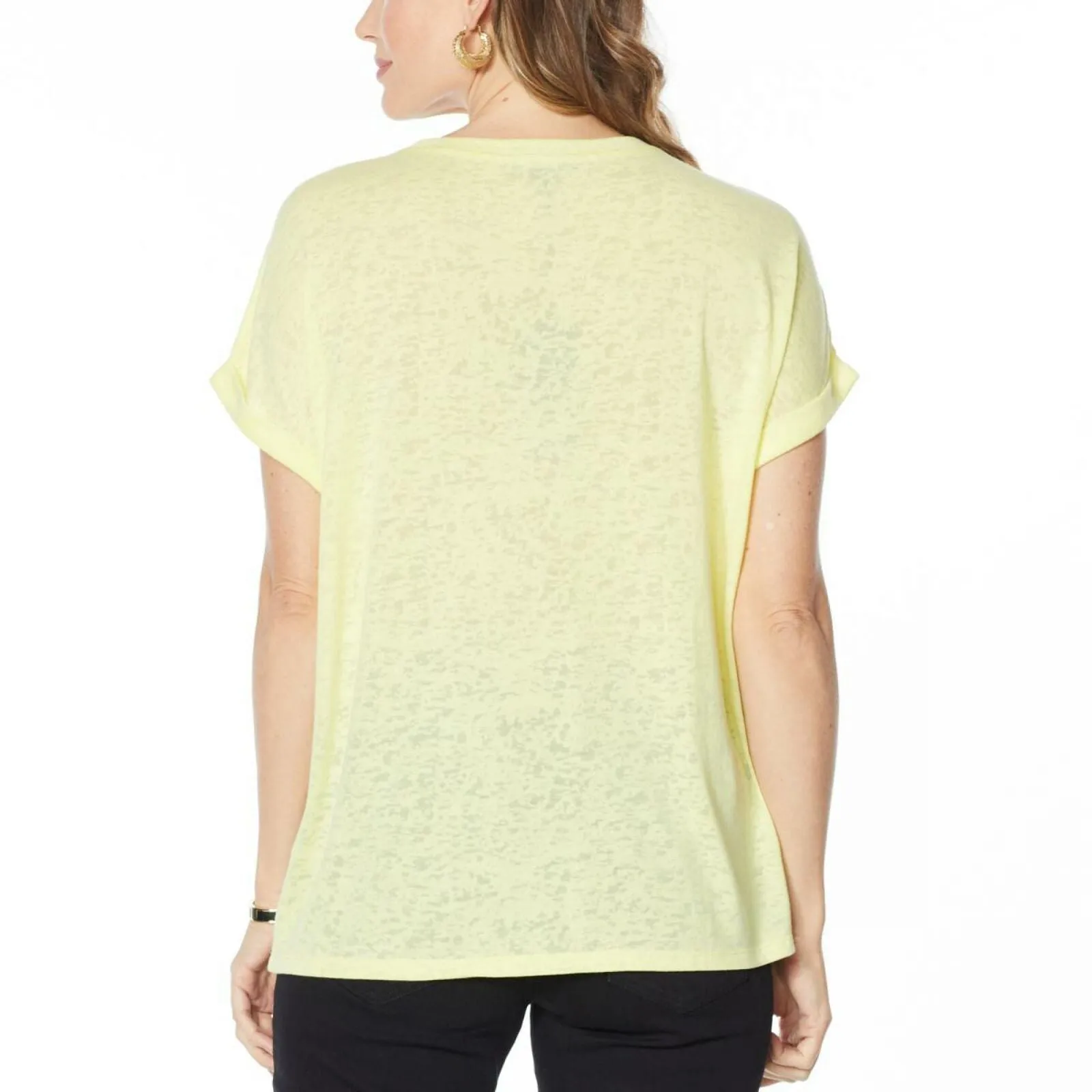 DG2 by Diane Gilman Women's Slub Burnout Pocket T-Shirt