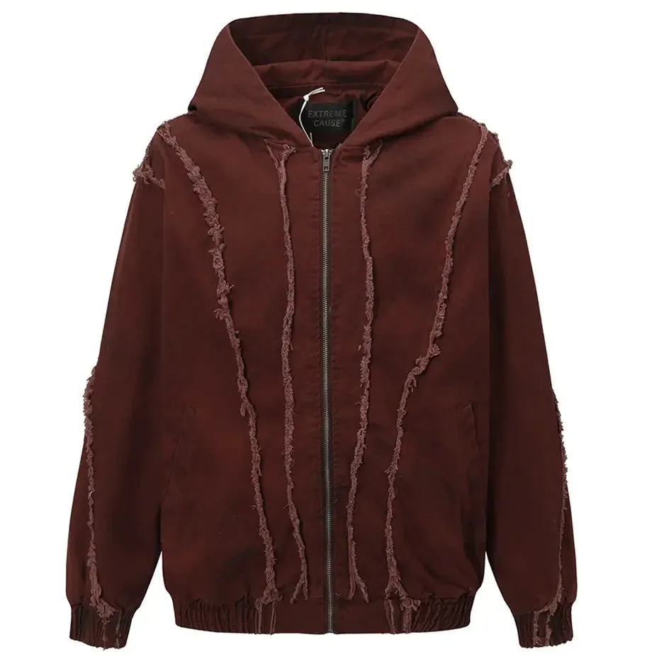 Distressed Washed Grunge  Hooded Jackets