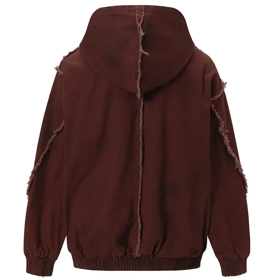 Distressed Washed Grunge  Hooded Jackets