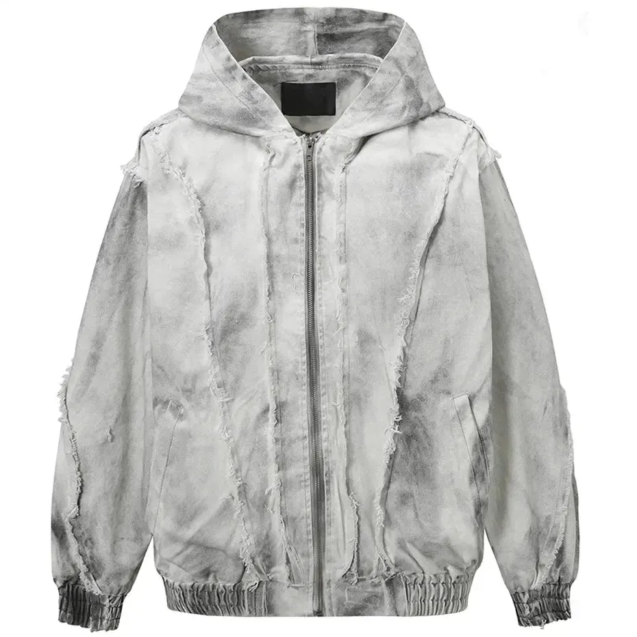 Distressed Washed Grunge  Hooded Jackets