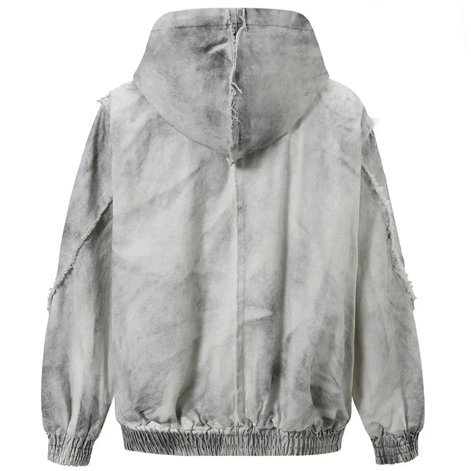 Distressed Washed Grunge  Hooded Jackets