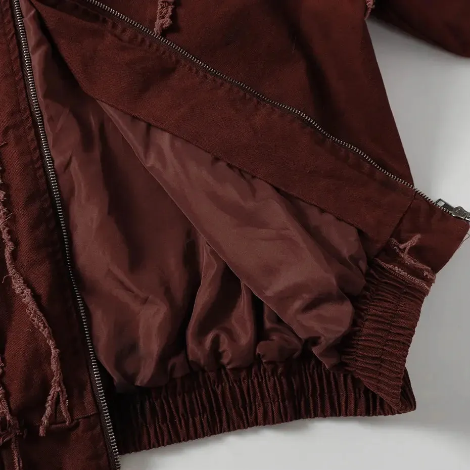 Distressed Washed Grunge  Hooded Jackets
